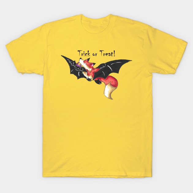 Flying Fox Trick or Treater (With Text) T-Shirt by KristenOKeefeArt